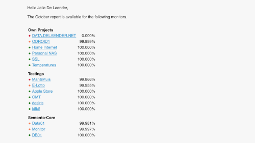 Screenshot of the new uptime reports