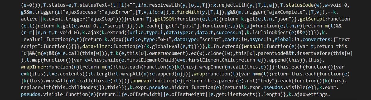 Screenshot of minified JavaScript