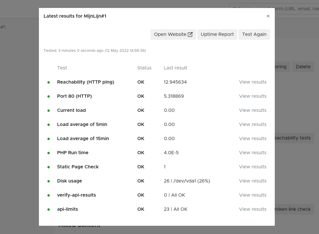 Screenshot of status codes in Semonto