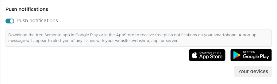 A push notification from Semonto