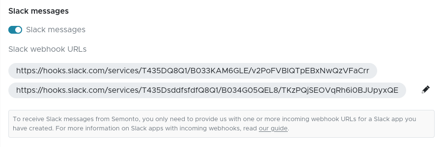 Slack configuration in Semonto