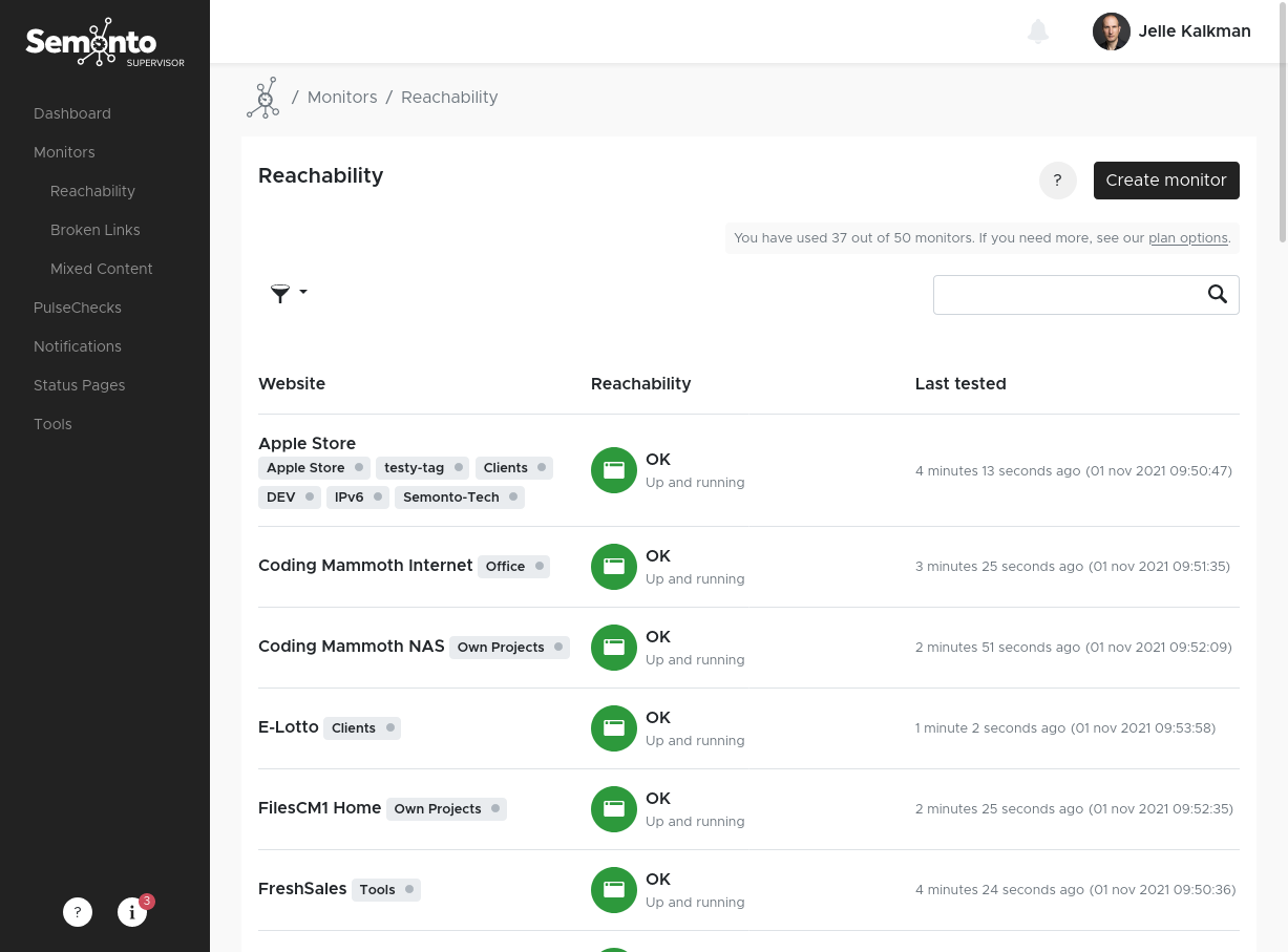 Screenshot of monitor create.