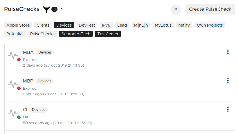 Screenshot of contact groups in Semonto