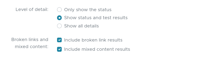 Configuring status page details