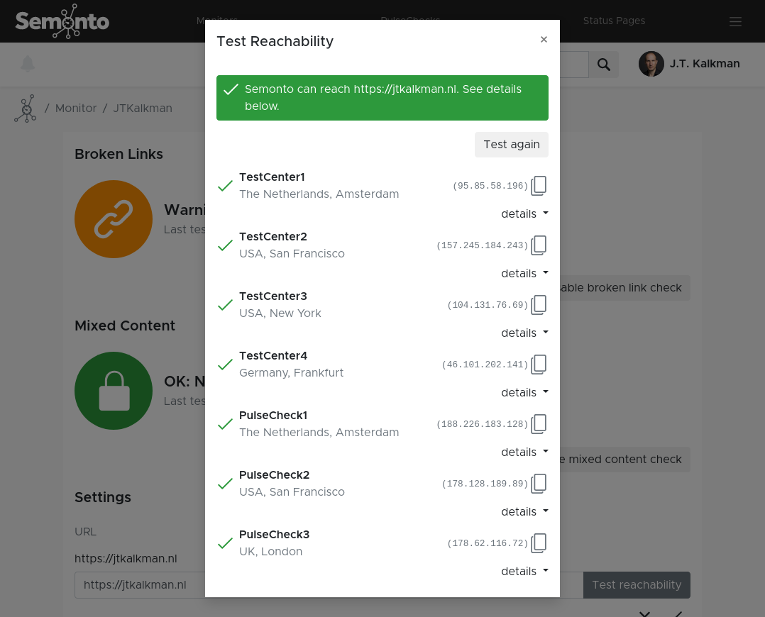 A reachability check in Semonto
